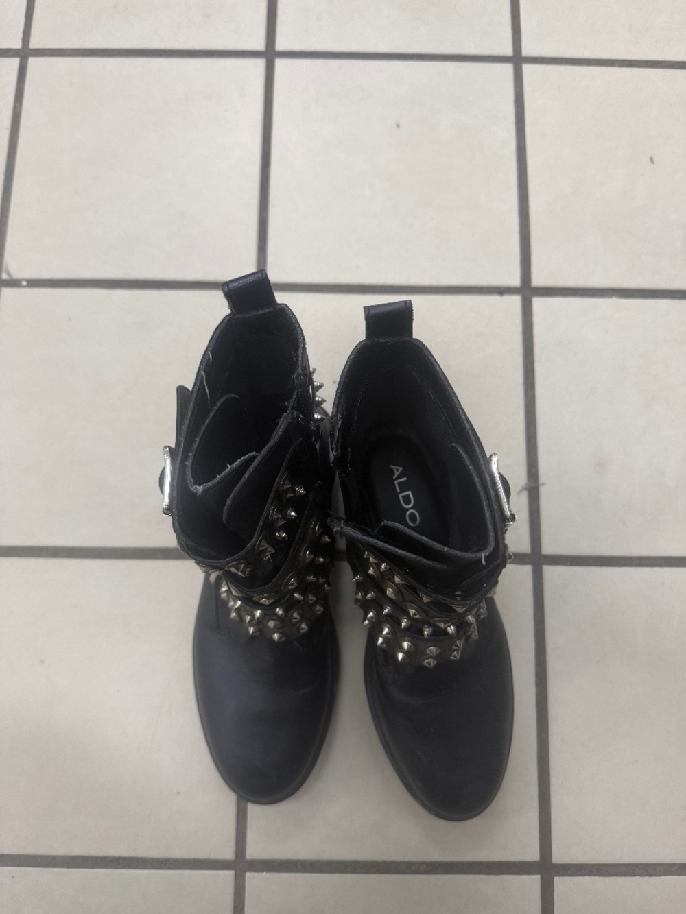 Aldo Black Studded Ankle Boots size 7.5